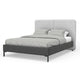 Delen Full Size Bed | Gray Upholstered Split Headboard | Black Metal