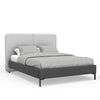 Delen Full Size Bed | Gray Upholstered Split Headboard | Black Metal