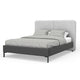 Delen Queen Size Bed | Gray Upholstered Split Headboard | Black Metal