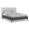 Delen Queen Size Bed | Gray Upholstered Split Headboard | Black Metal