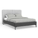 Delen Queen Size Bed | Gray Upholstered Split Headboard | Black Metal