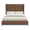 Domy California King Bed | Brown Faux Leather Upholstery | Wingback