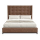Domy King Bed | Brown Faux Leather Upholstery | Wingback Headboard