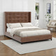 Domy Full Size Bed | Brown Faux Leather Upholstery Wingback Headboard