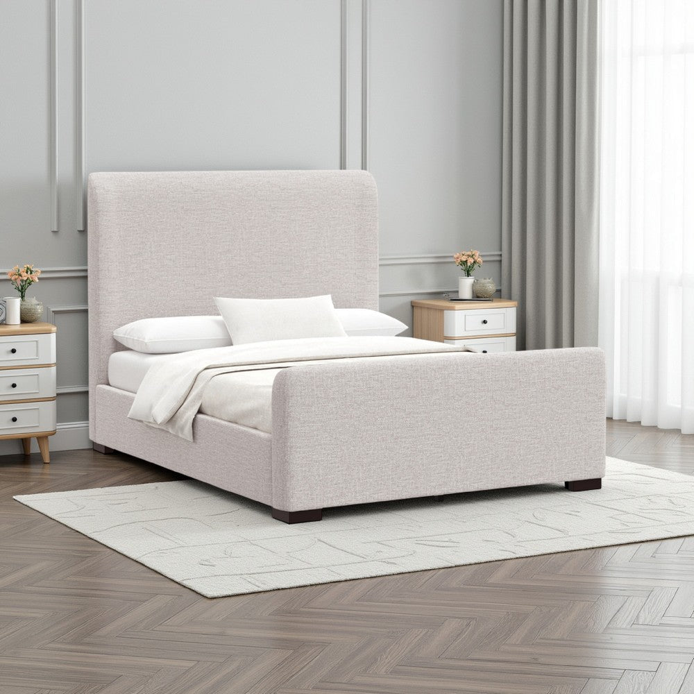 Deli California King Bed | Gray Linen Upholstery | Wingback Headboard