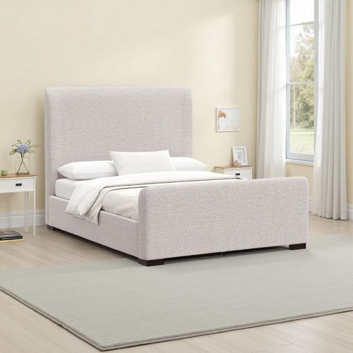 Deli King Size Bed | Gray Linen Upholstery | Modern Wingback Headboard