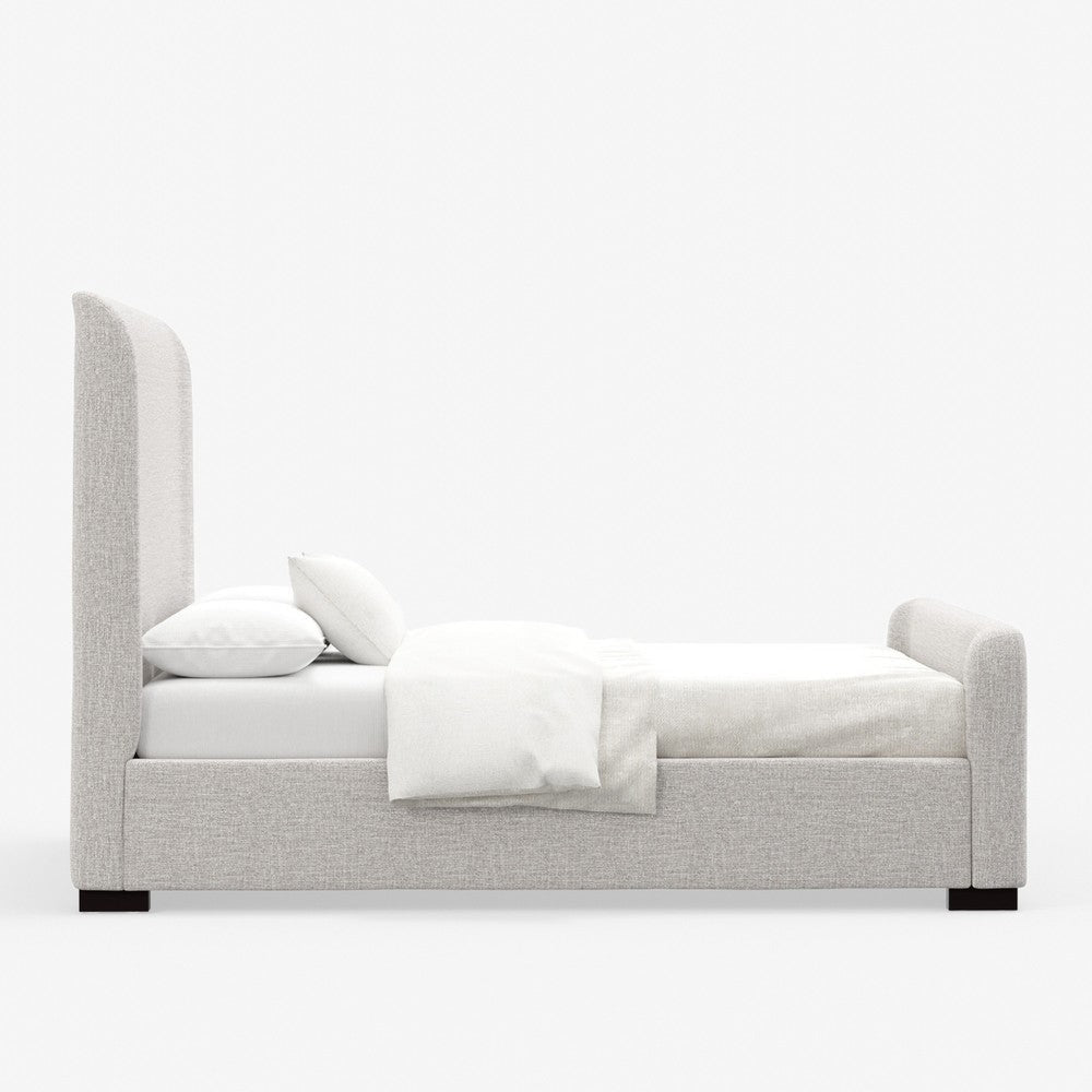 Deli Full Size Bed | Gray Linen Upholstery | Modern Wingback Headboard