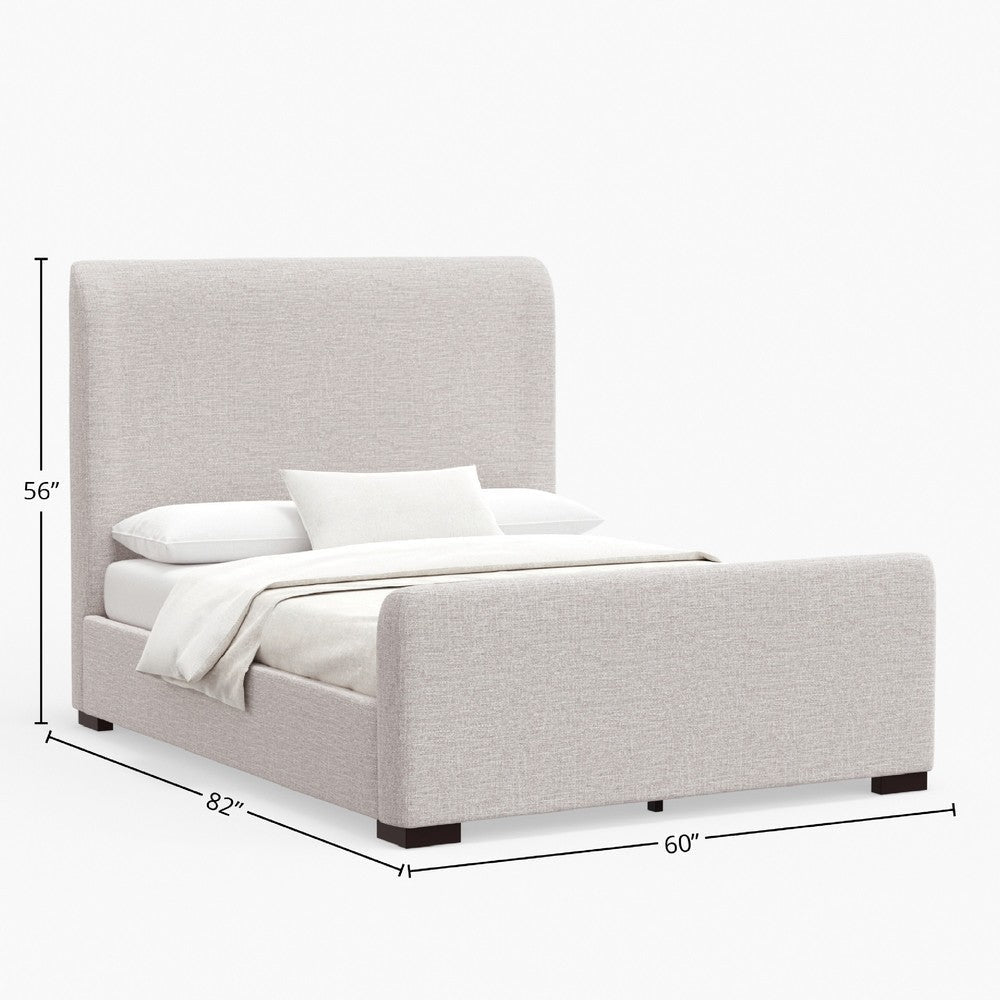 Deli Full Size Bed | Gray Linen Upholstery | Modern Wingback Headboard