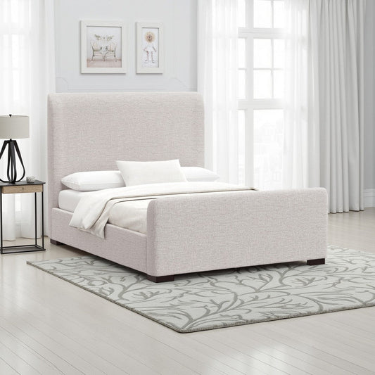 Deli Full Size Bed | Gray Linen Upholstery | Modern Wingback Headboard