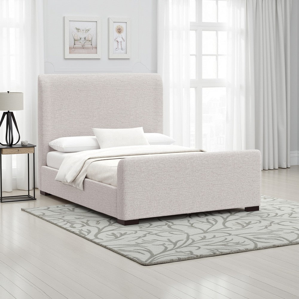 Deli Full Size Bed | Gray Linen Upholstery | Modern Wingback Headboard