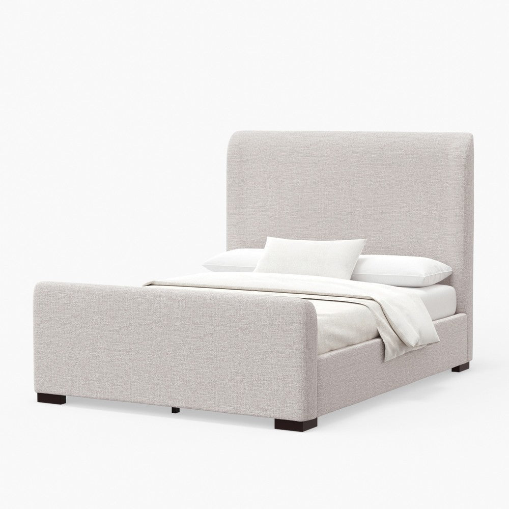 Deli Queen Bed | Gray Linen Upholstery | Modern Wingback Headboard