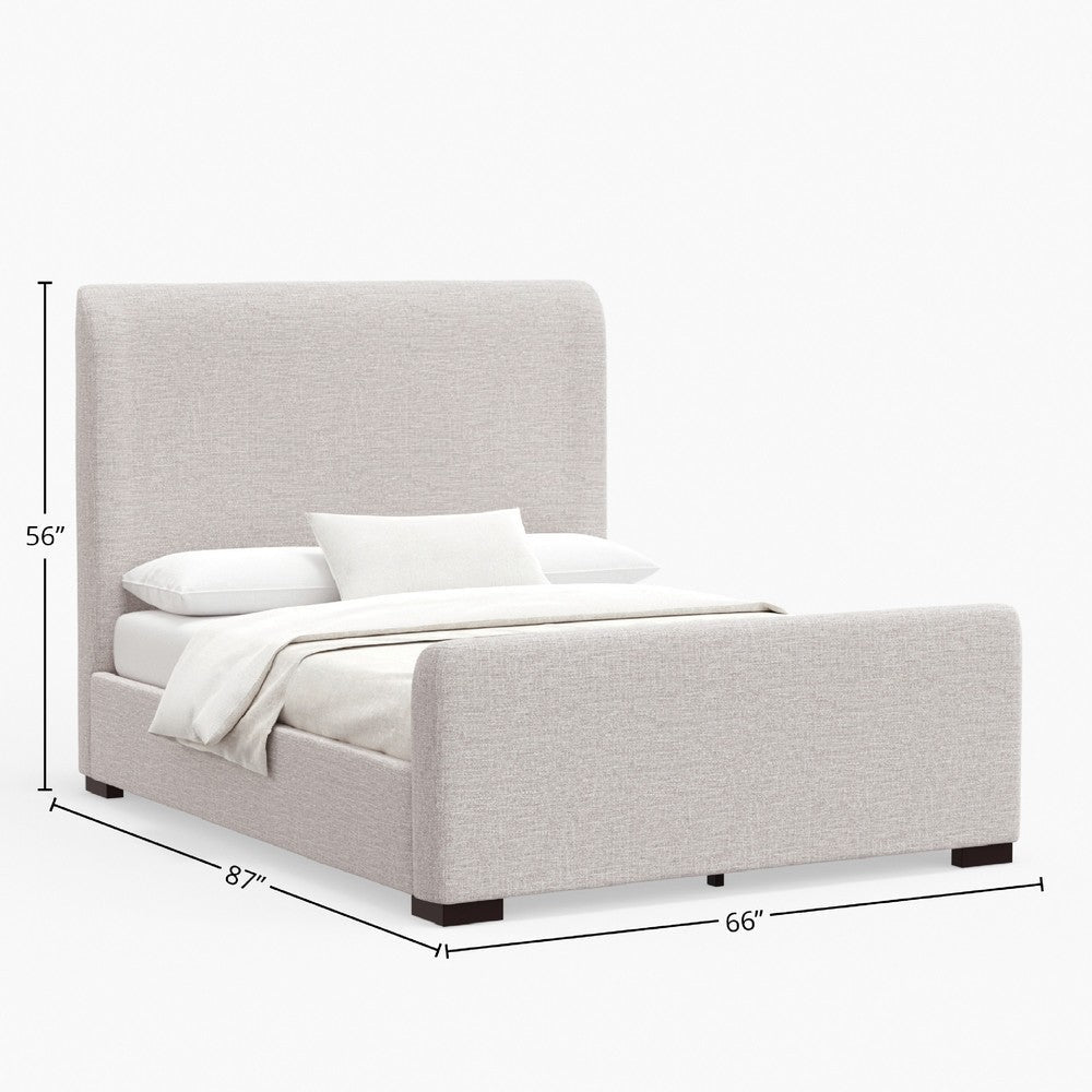 Deli Queen Bed | Gray Linen Upholstery | Modern Wingback Headboard