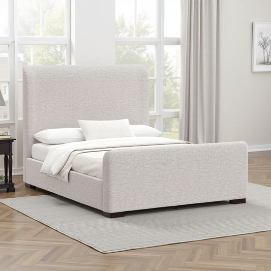 Deli Queen Bed | Gray Linen Upholstery | Modern Wingback Headboard