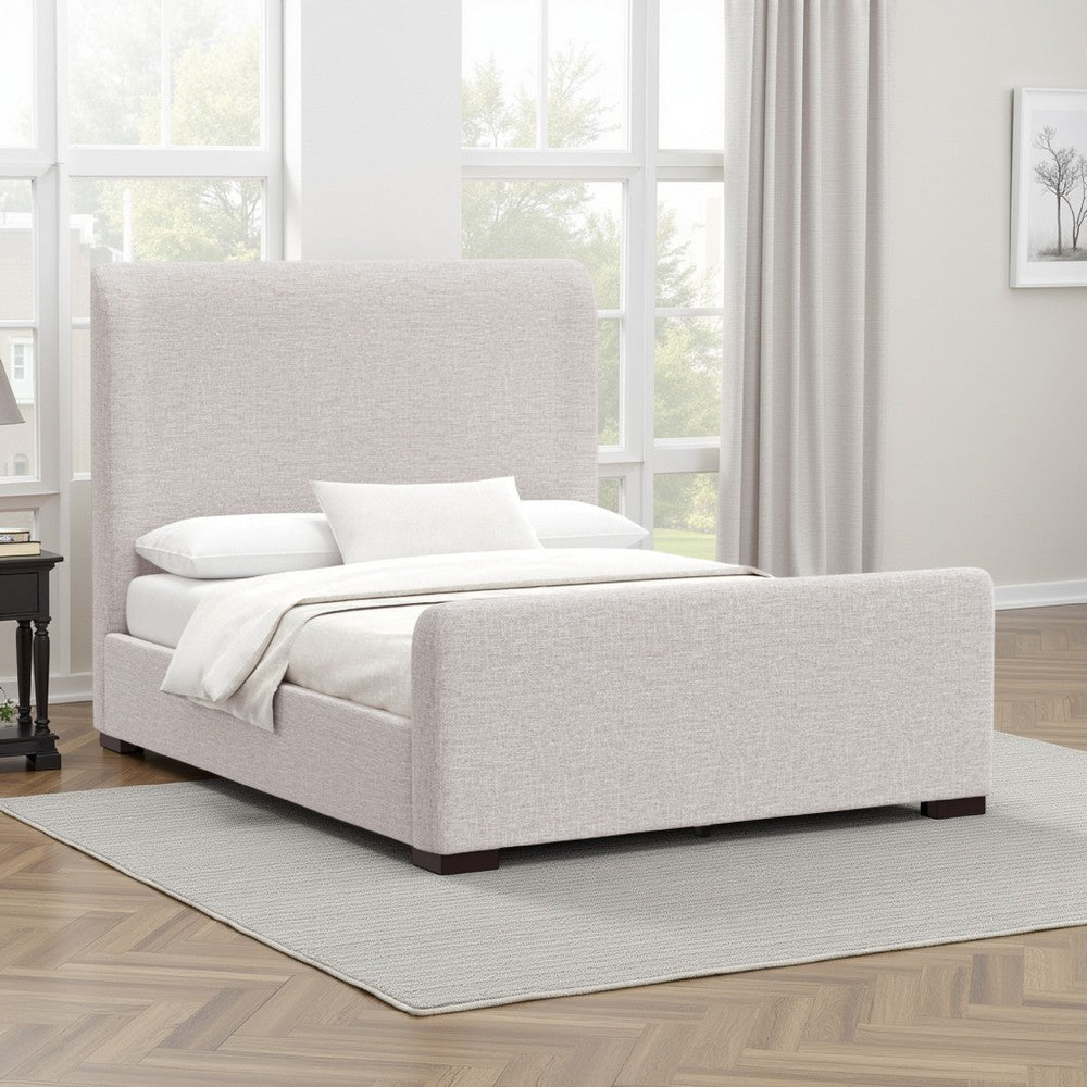 Deli Queen Bed | Gray Linen Upholstery | Modern Wingback Headboard