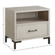 Bedy Nightstand | Drawer Cubby | Black Metal | Antique White Oak Wood BM333180