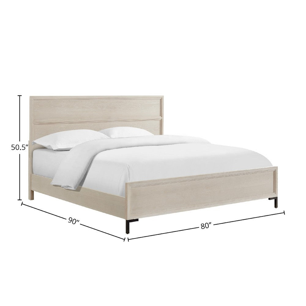 Bedy California King Platform Bed | Antique White Panel Headboard