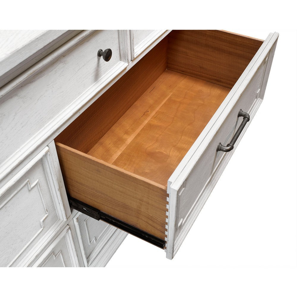 Lesy Wide Dresser | 7 Drawers | Black | Vintage White Poplar Wood BM333184