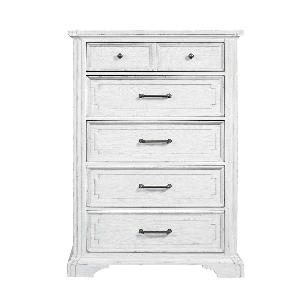 Lesy Tall Dresser Chest | 5 Drawers | Black Metal | White Poplar Wood BM333185