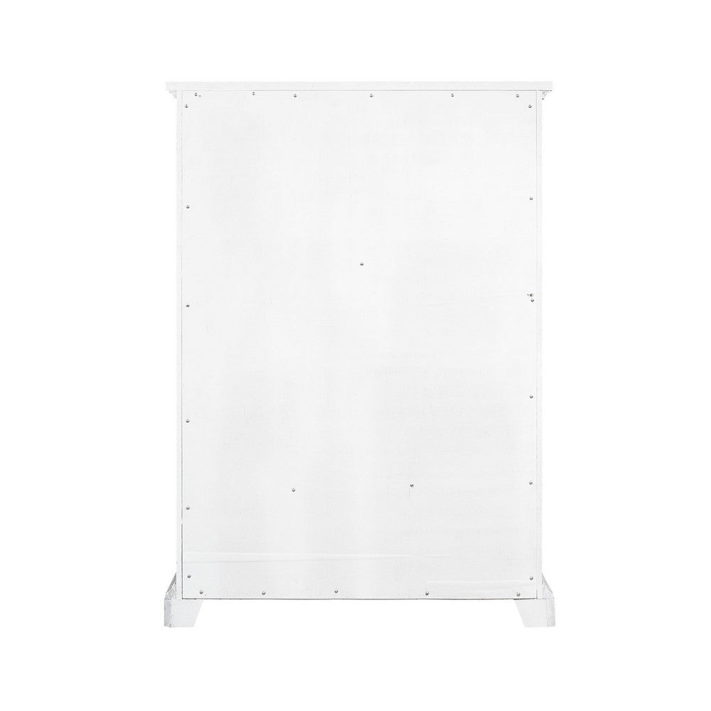 Lesy Tall Dresser Chest | 5 Drawers | Black Metal | White Poplar Wood BM333185