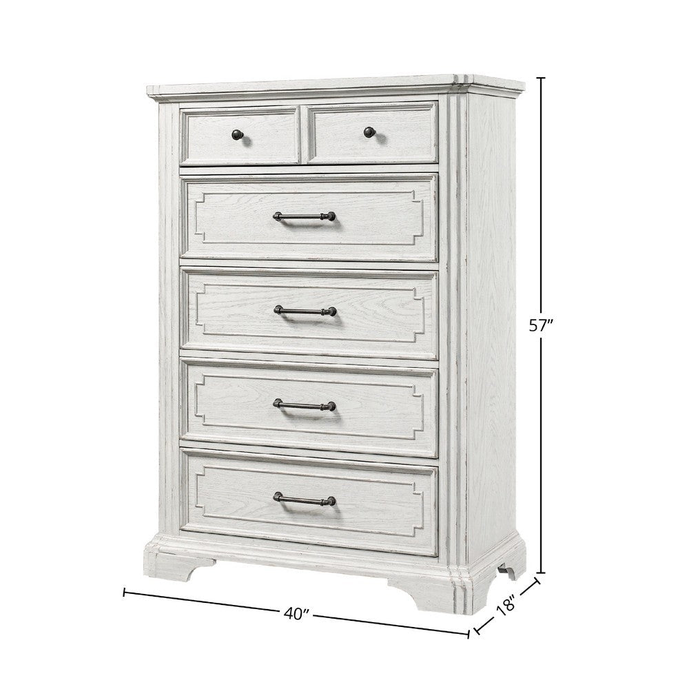 Lesy Tall Dresser Chest | 5 Drawers | Black Metal | White Poplar Wood BM333185