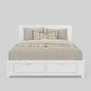 Fery Queen Size Storage Bed | Panel Headboard | White Solid Pine Wood
