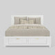 Fery Queen Size Storage Bed | Panel Headboard | White Solid Pine Wood