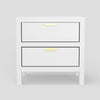 Fery Nightstand | 2 Drawers | Gold Handles | White Solid Pine Wood BM333191
