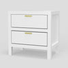 Fery Nightstand | 2 Drawers | Gold Handles | White Solid Pine Wood BM333191