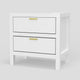 Fery Nightstand | 2 Drawers | Gold Handles | White Solid Pine Wood BM333191