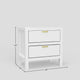 Fery Nightstand | 2 Drawers | Gold Handles | White Solid Pine Wood BM333191