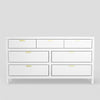 Fery Dresser | 7 Drawers | Gold Metal Handles | White Solid Pine Wood