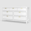 Fery Dresser | 7 Drawers | Gold Metal Handles | White Solid Pine Wood