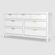 Fery Dresser | 7 Drawers | Gold Metal Handles | White Solid Pine Wood
