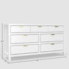 Fery Dresser | 7 Drawers | Gold Metal Handles | White Solid Pine Wood