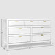 Fery Dresser | 7 Drawers | Gold Metal Handles | White Solid Pine Wood