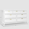 Fery Dresser | 7 Drawers | Gold Metal Handles | White Solid Pine Wood BM333192