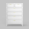 Fery Tall Dresser Chest | 6 Drawers | Gold Handles | White Solid Wood BM333193