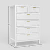 Fery Tall Dresser Chest | 6 Drawers | Gold Handles | White Solid Wood BM333193