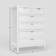 Fery Tall Dresser Chest | 6 Drawers | Gold Handles | White Solid Wood BM333193