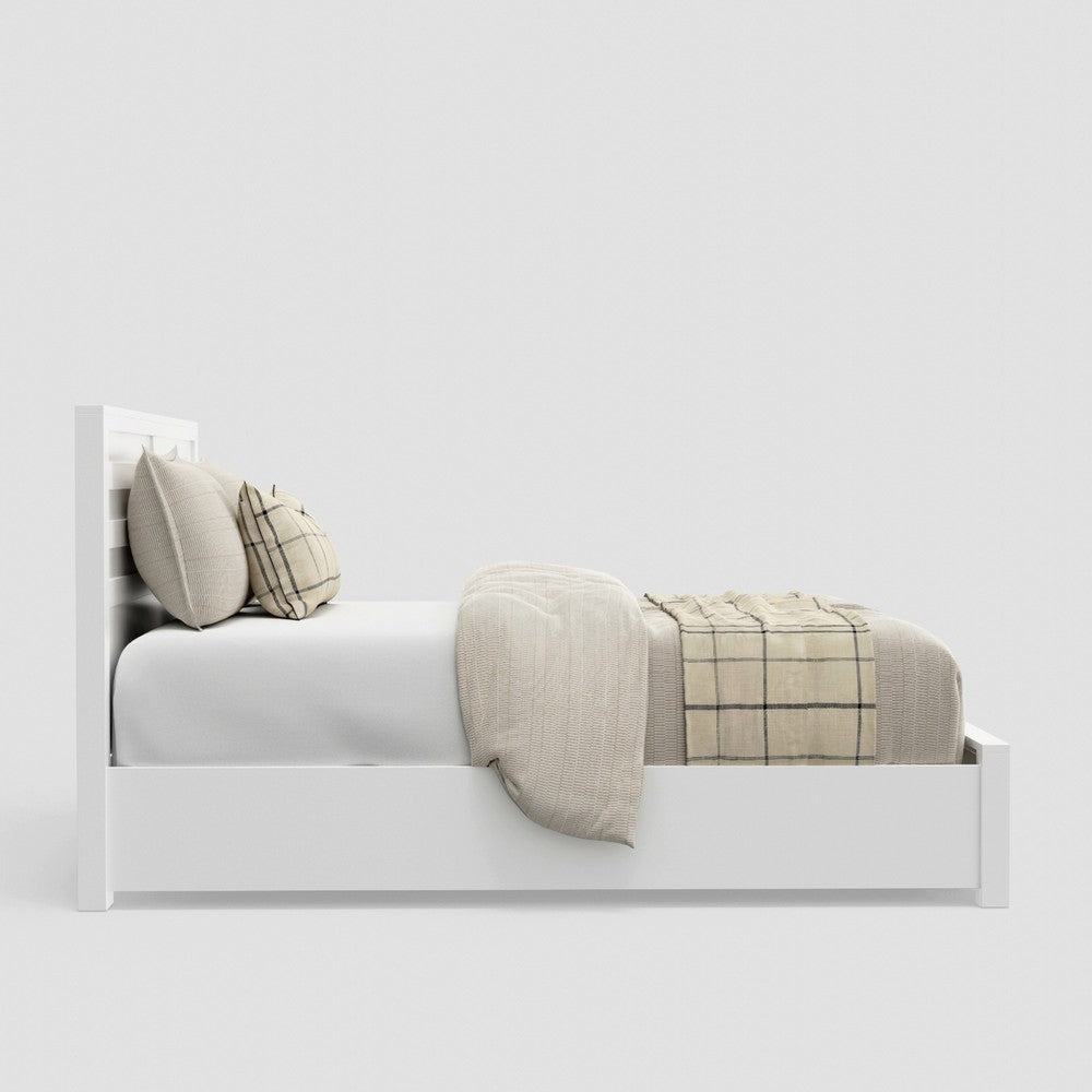Fery California King Storage Bed | Panel Headboard | White Pine Wood