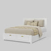 Fery Full Size Storage Bed | Panel Headboard | White Solid Pine Wood