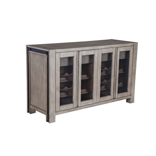 Ebb Sideboard Console | 4 Mesh Doors | Gray Solid Pine Wood 58"