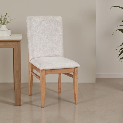 Rejo Dining Side Chair Set of 2 | Oatmeal Gray Cushion | Natural Brown