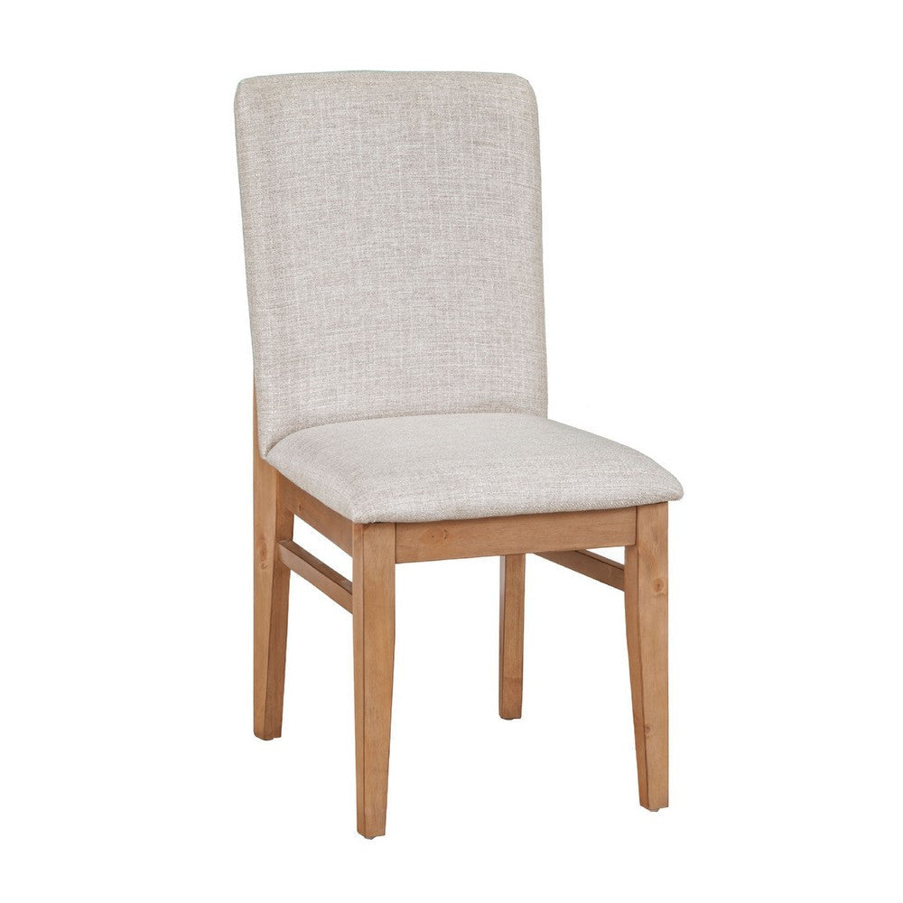 Rejo Dining Side Chair Set of 2 | Oatmeal Gray Cushion | Natural Brown
