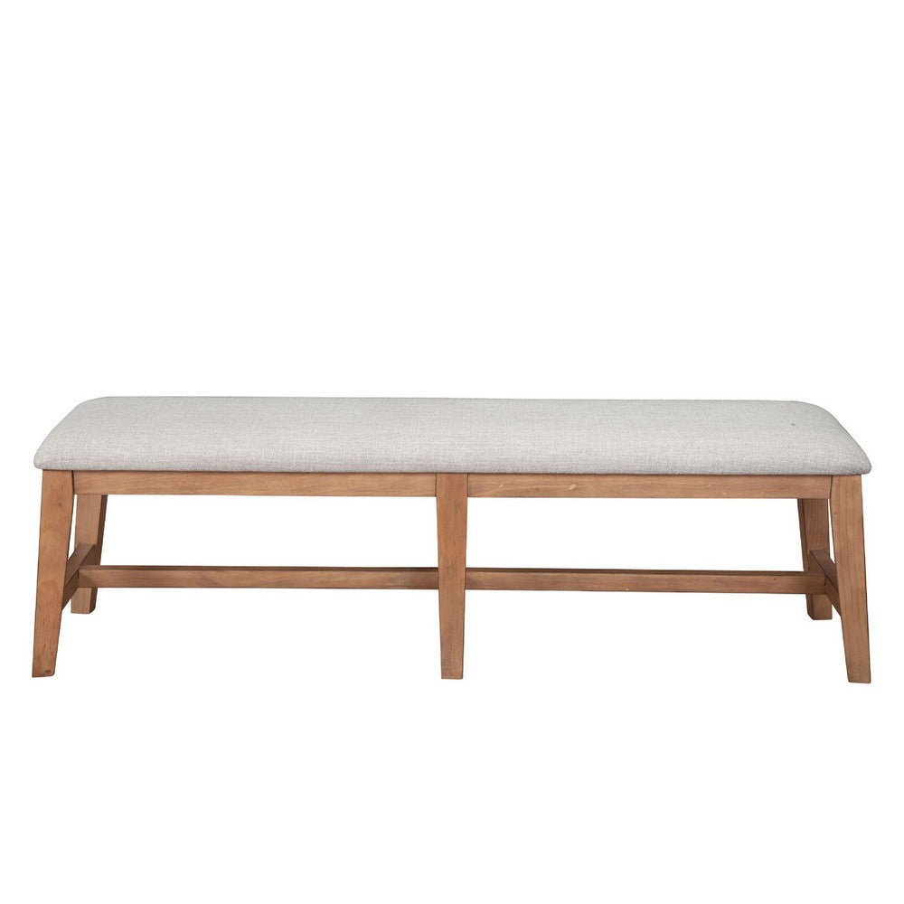 Rejo Dining Bench | Oatmeal Gray Cushion | Natural Brown Pine Wood BM333200