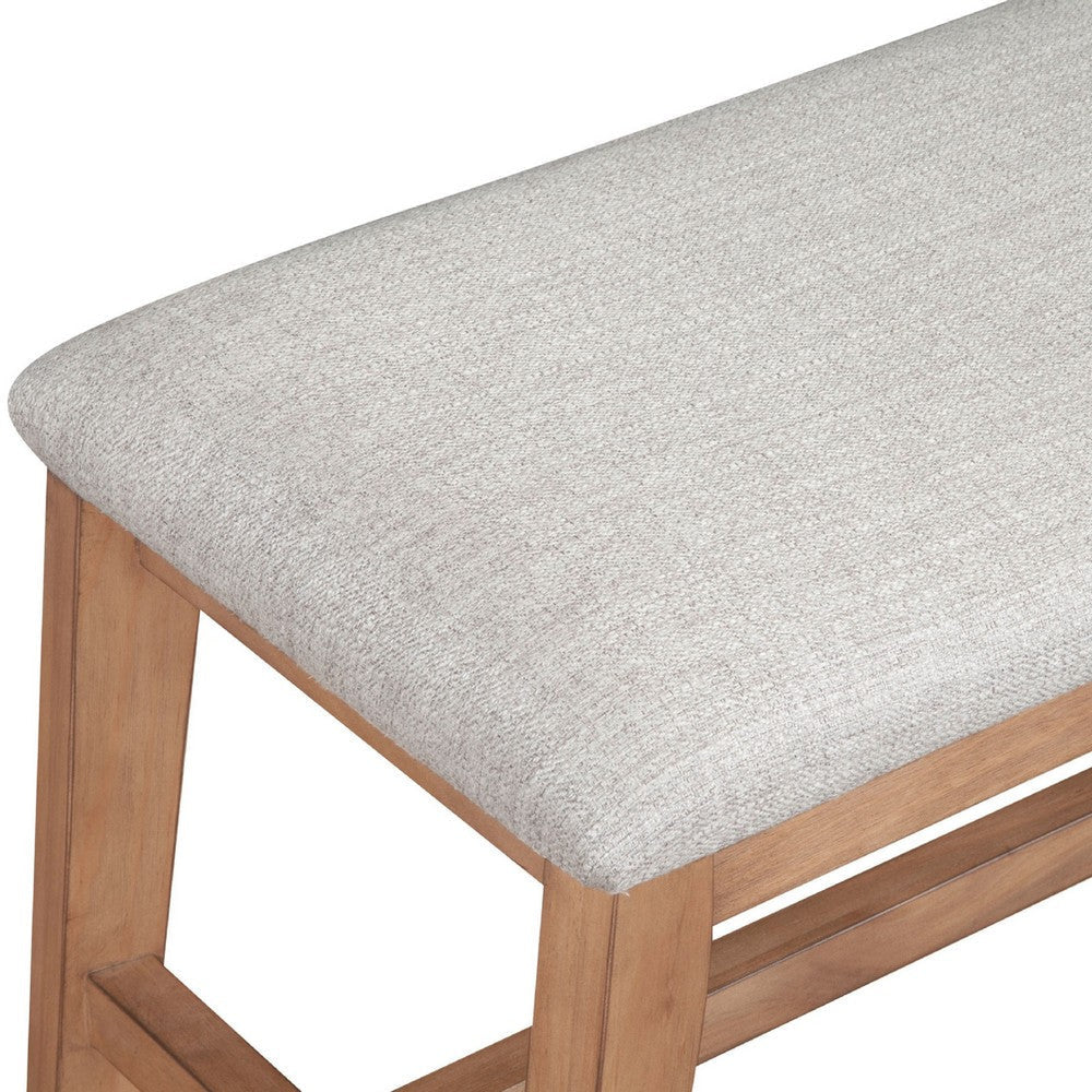 Rejo Dining Bench | Oatmeal Gray Cushion | Natural Brown Pine Wood BM333200