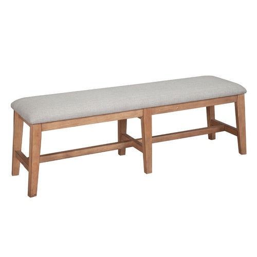 Rejo Dining Bench | Oatmeal Gray Cushion | Natural Brown Pine Wood