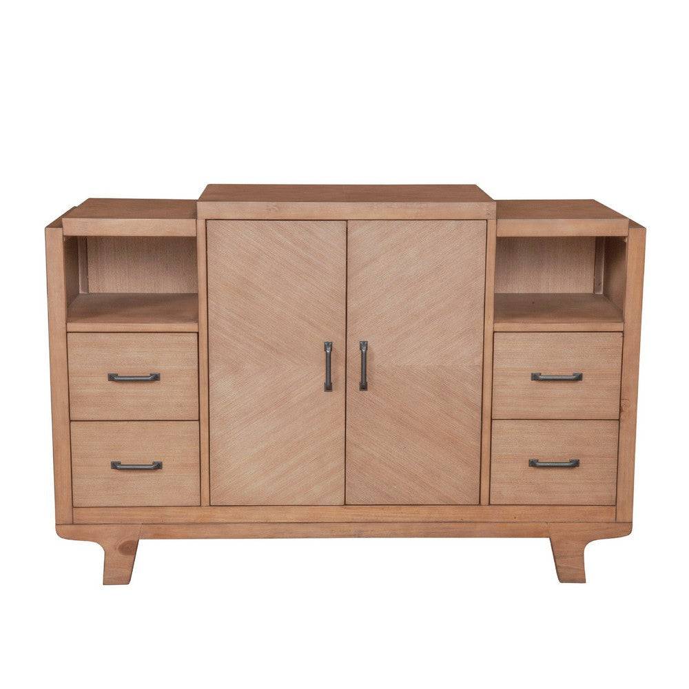 Rejo Sideboard Console 2 Door Cabinet | Natural Brown Pine Wood 54’’ BM333201