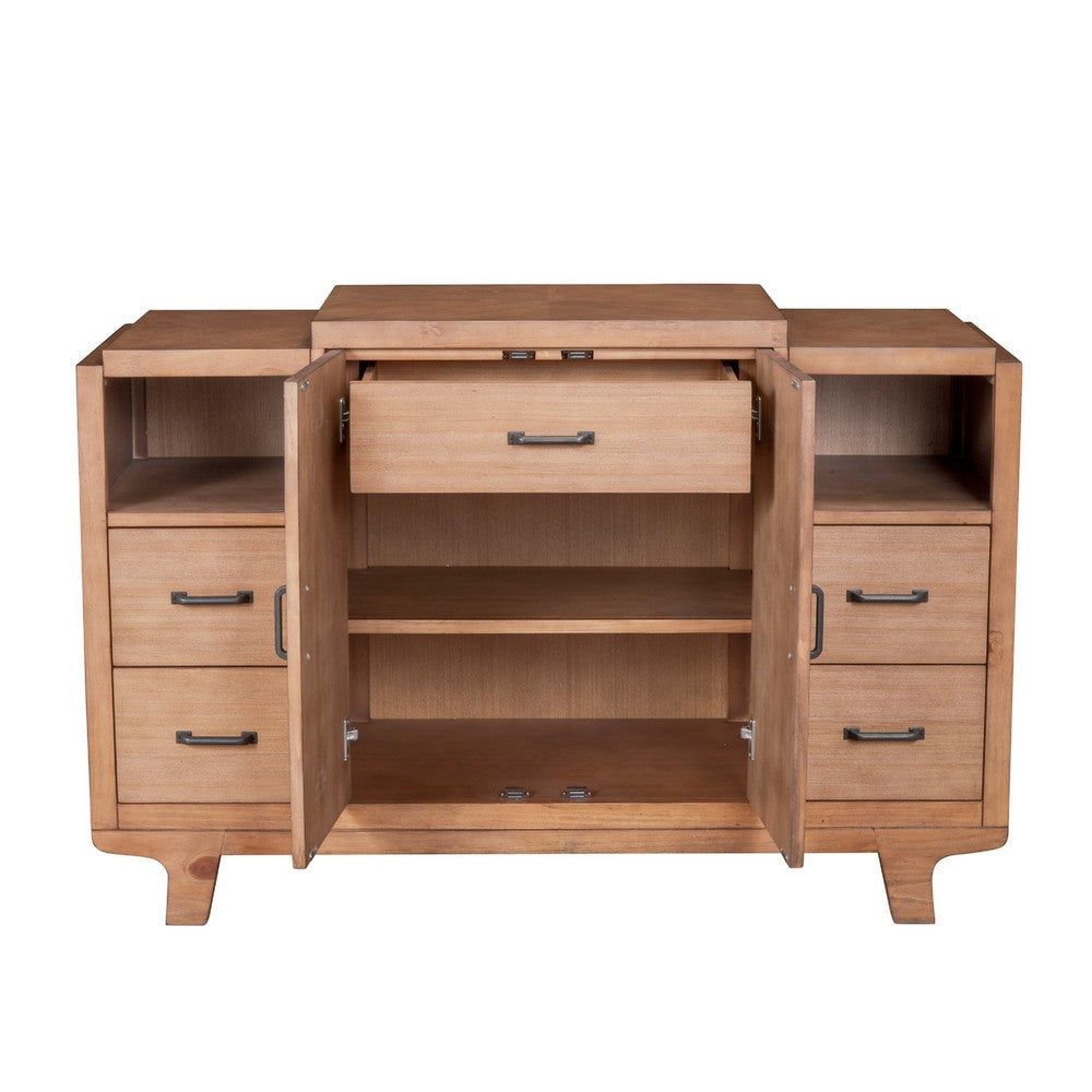 Rejo Sideboard Console 2 Door Cabinet | Natural Brown Pine Wood 54’’ BM333201