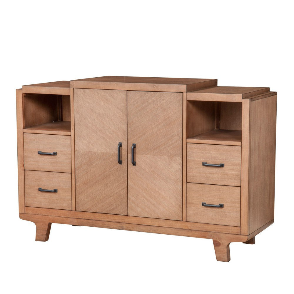 Rejo Sideboard Console 2 Door Cabinet | Natural Brown Pine Wood 54’’ BM333201
